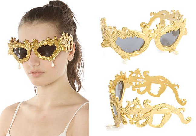 jeremy scott for linda farrow baroque gold sunglasses with pearl drop